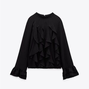 Zara Black Ruffle Top